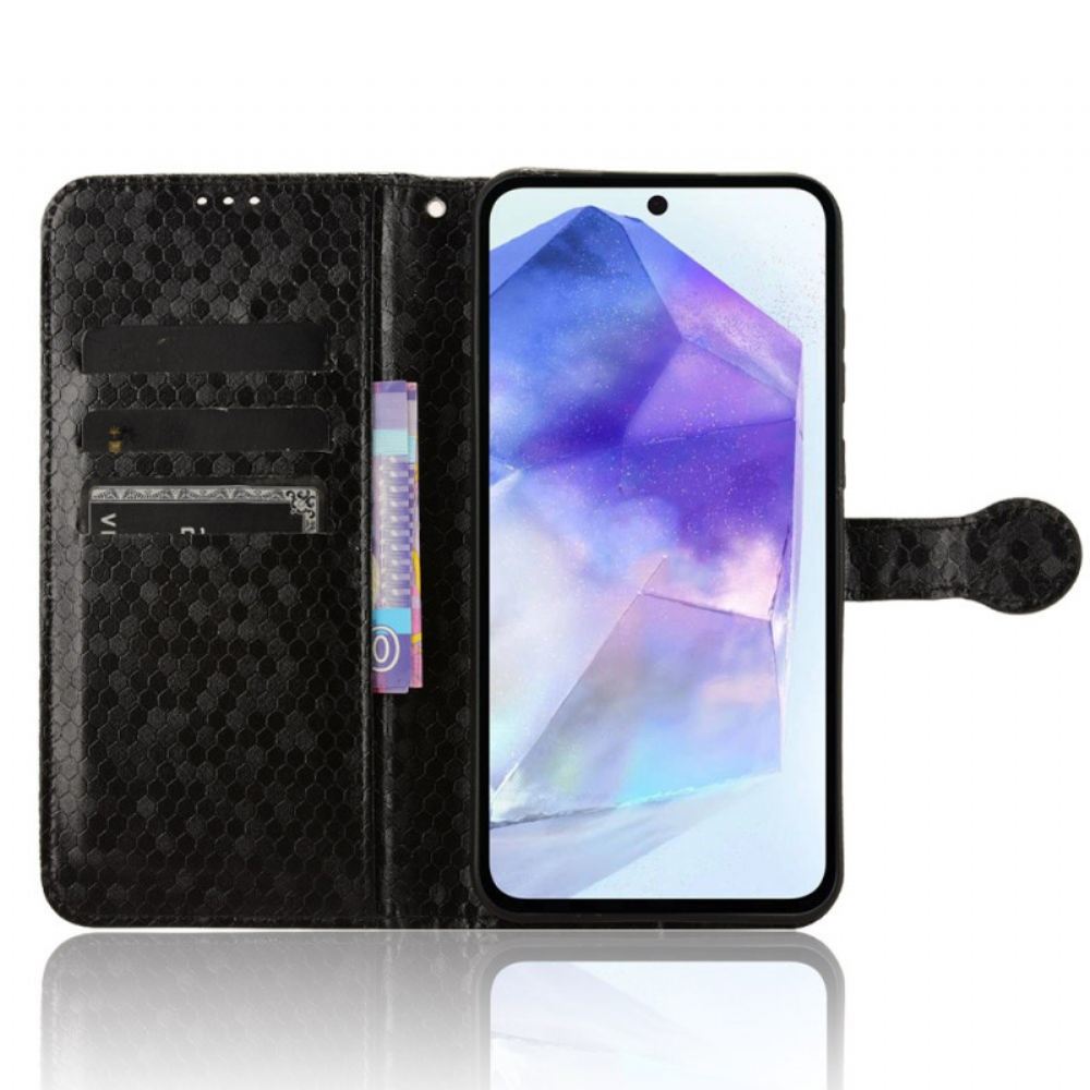Kožený Kryt Samsung Galaxy A55 5g Lesklý Tečkovaný Pásek