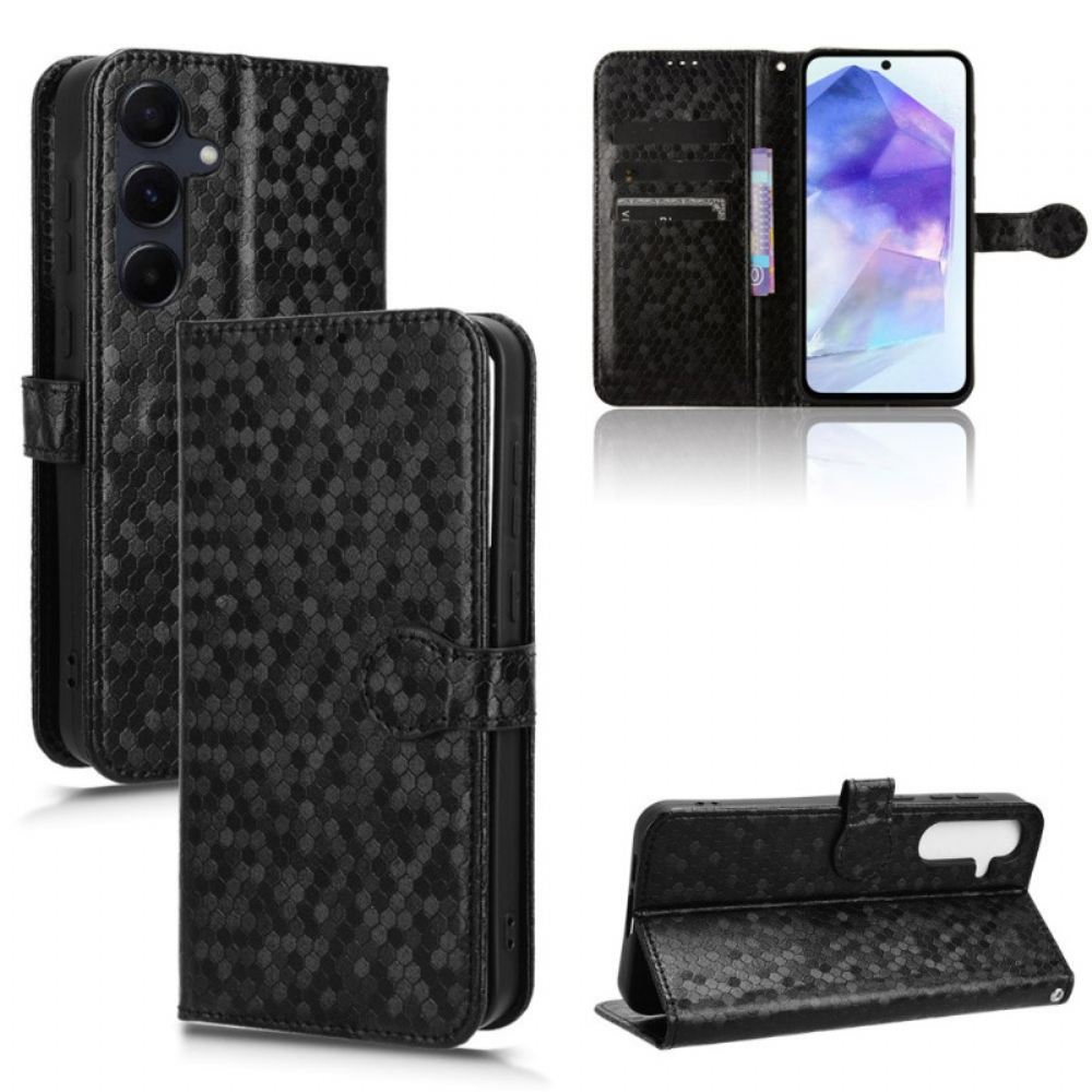 Kožený Kryt Samsung Galaxy A55 5g Lesklý Tečkovaný Pásek