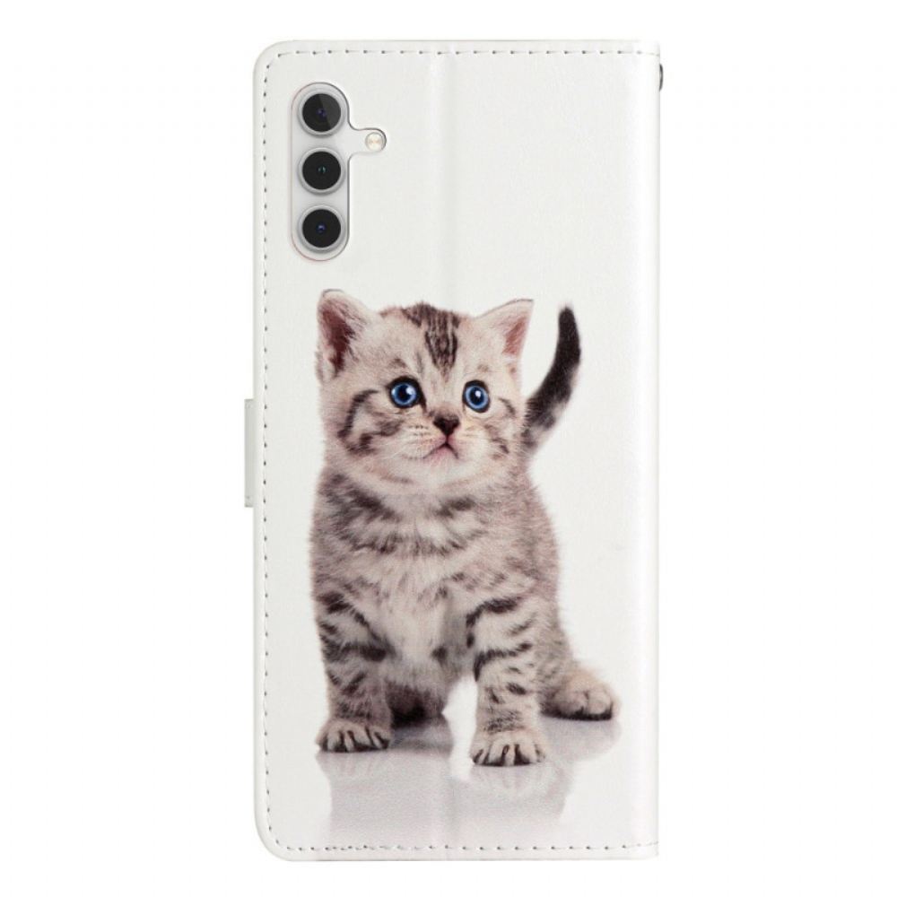 Kožený Kryt Samsung Galaxy A55 5g Malá Kočka S Popruhem