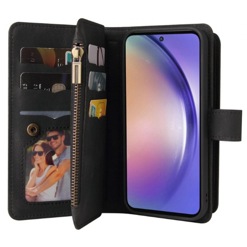 Kožený Kryt Samsung Galaxy A55 5g Multifunkční Popruh