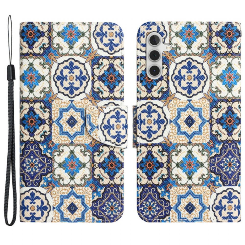 Kožený Kryt Samsung Galaxy A55 5g Retro Vzor S Páskem