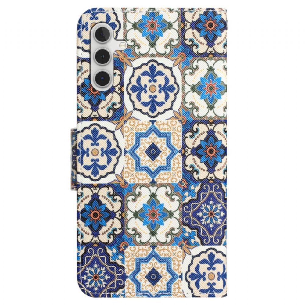 Kožený Kryt Samsung Galaxy A55 5g Retro Vzor S Páskem