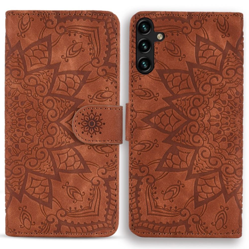 Kožený Kryt Samsung Galaxy A55 5g Ryté Květiny