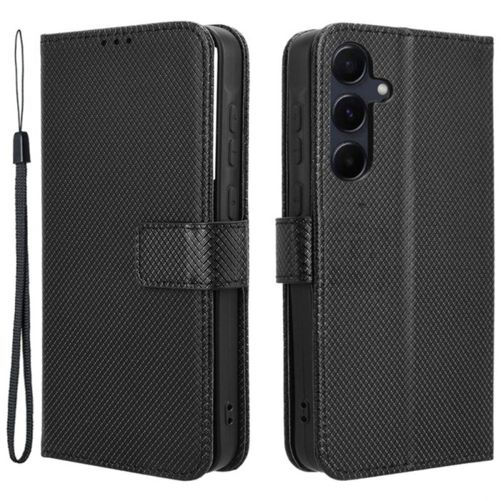 Kožený Kryt Samsung Galaxy A55 5g Texturovaný Design Popruhu