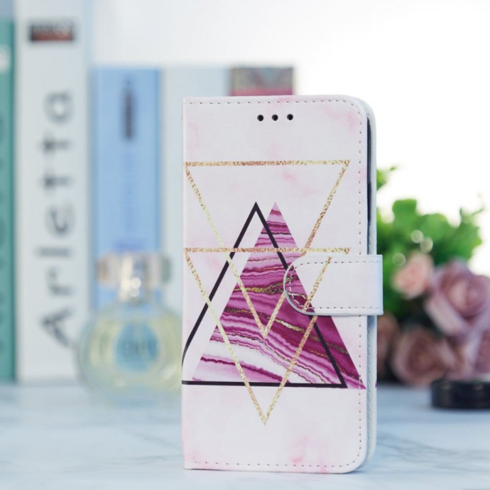Kožený Kryt Samsung Galaxy A55 5g Tříbarevný Mramor S Řemínkem