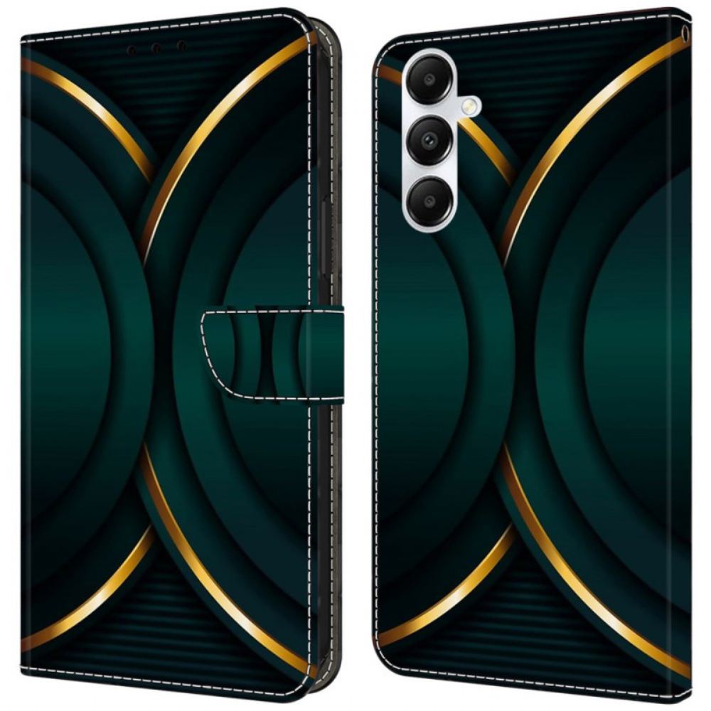 Kožený Kryt Samsung Galaxy A55 5g Zlatý Obrys
