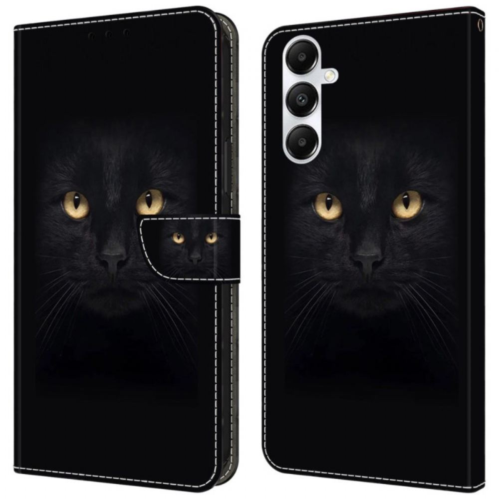 Kožený Kryt Samsung Galaxy A55 5g Černá Kočka