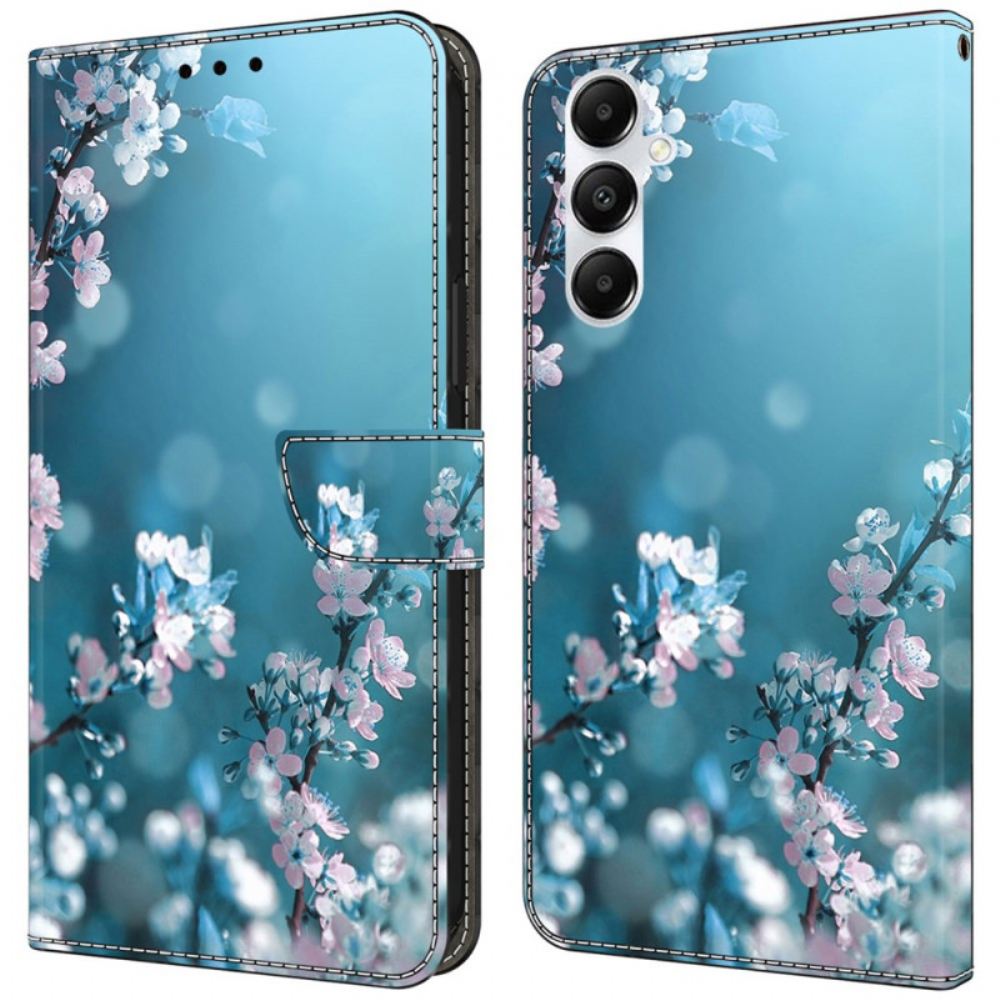Kožený Kryt Samsung Galaxy A55 5g Švestkové Květy