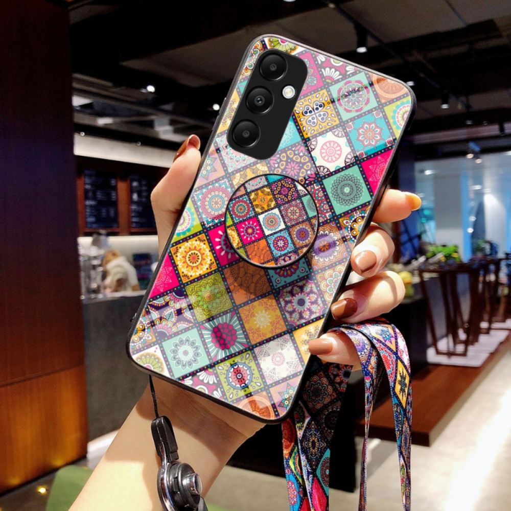 Kryt Na Samsung Galaxy A55 5g S Podpůrným A Patchworkovým Popruhem