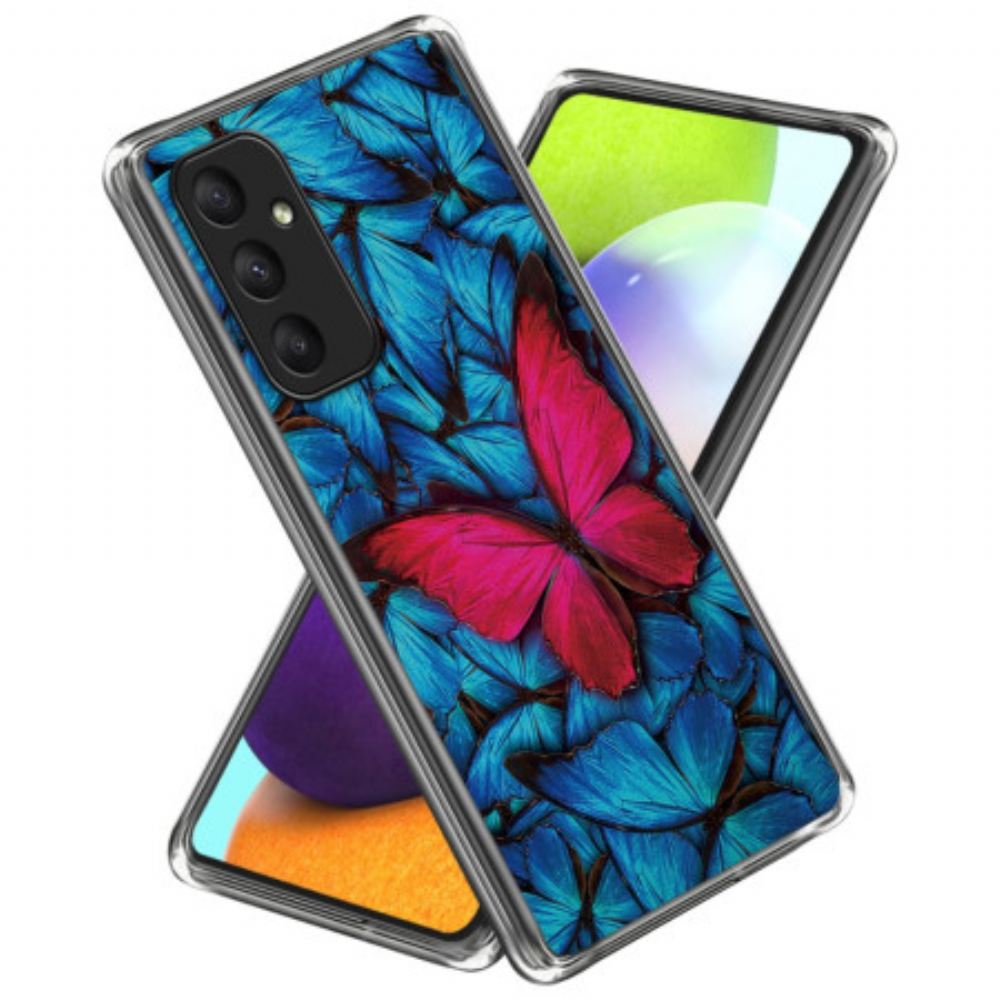 Kryt Na Samsung Galaxy A55 5g Červený Motýl