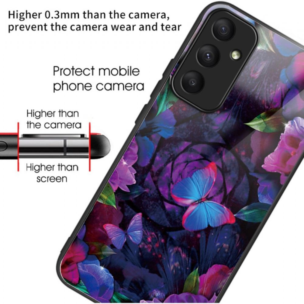 Kryt Samsung Galaxy A55 5g Barevní Motýli Z Tvrzeného Skla