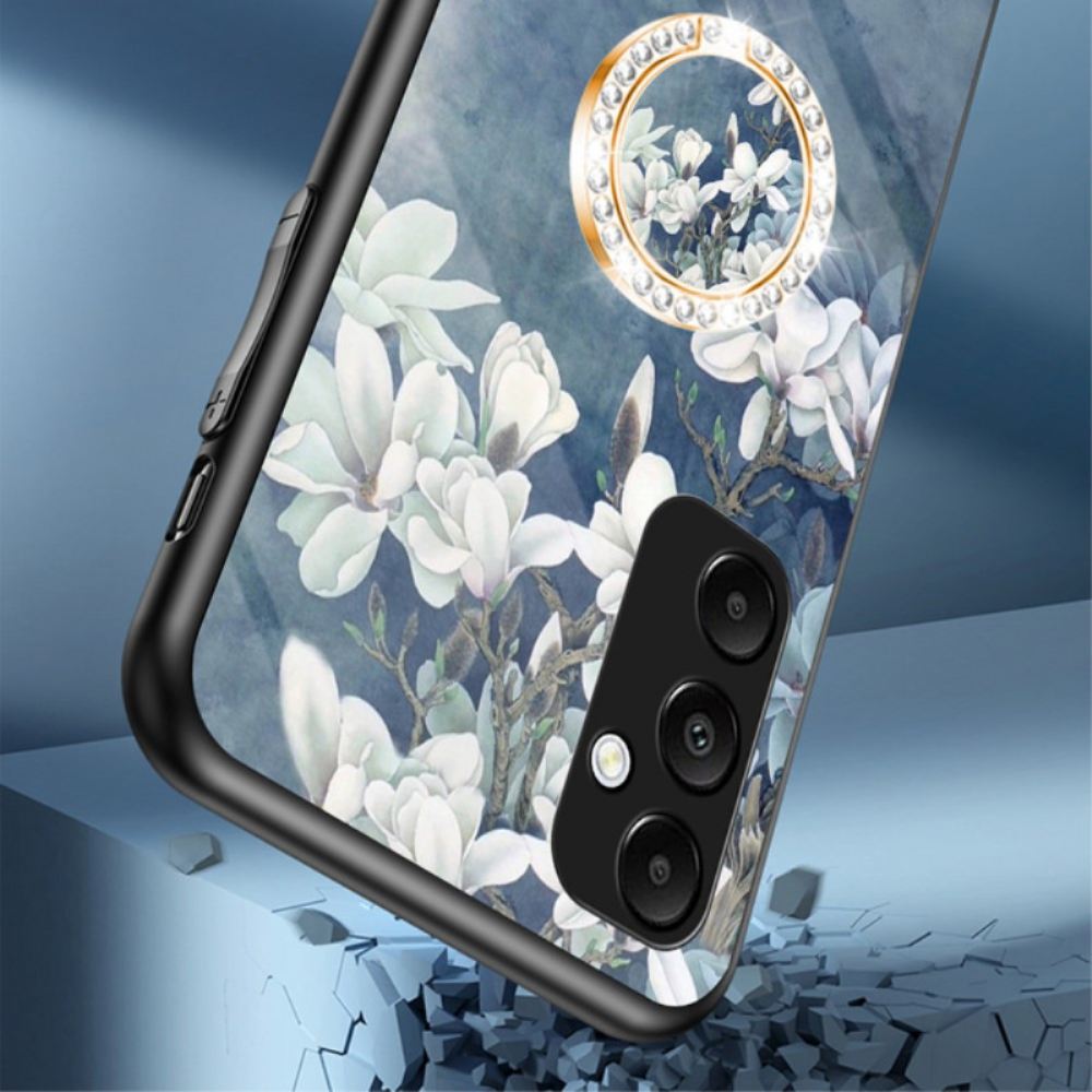 Kryt Samsung Galaxy A55 5g Tvrzené Sklo S Držákem Květinového Vzoru