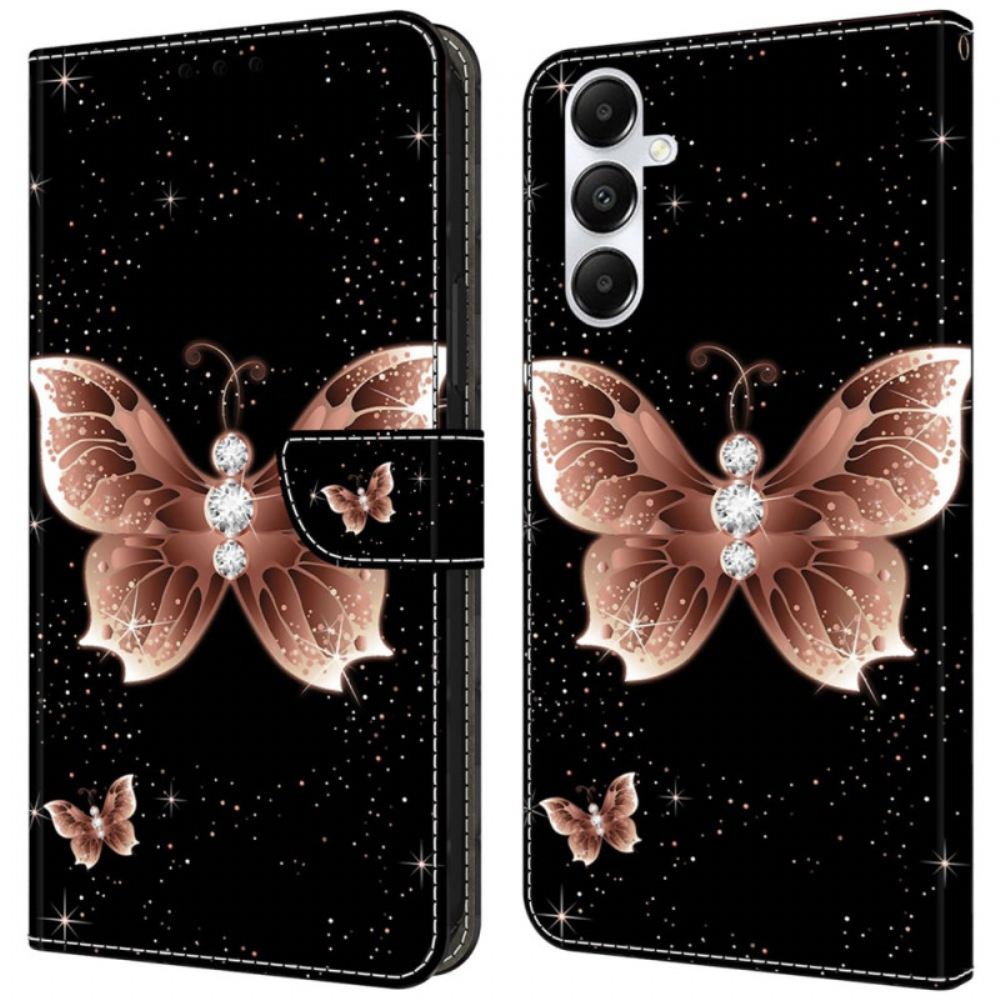Peněženková Pouzdra Samsung Galaxy A55 5g Kryty Na Mobil Růžový Diamantový Motýl