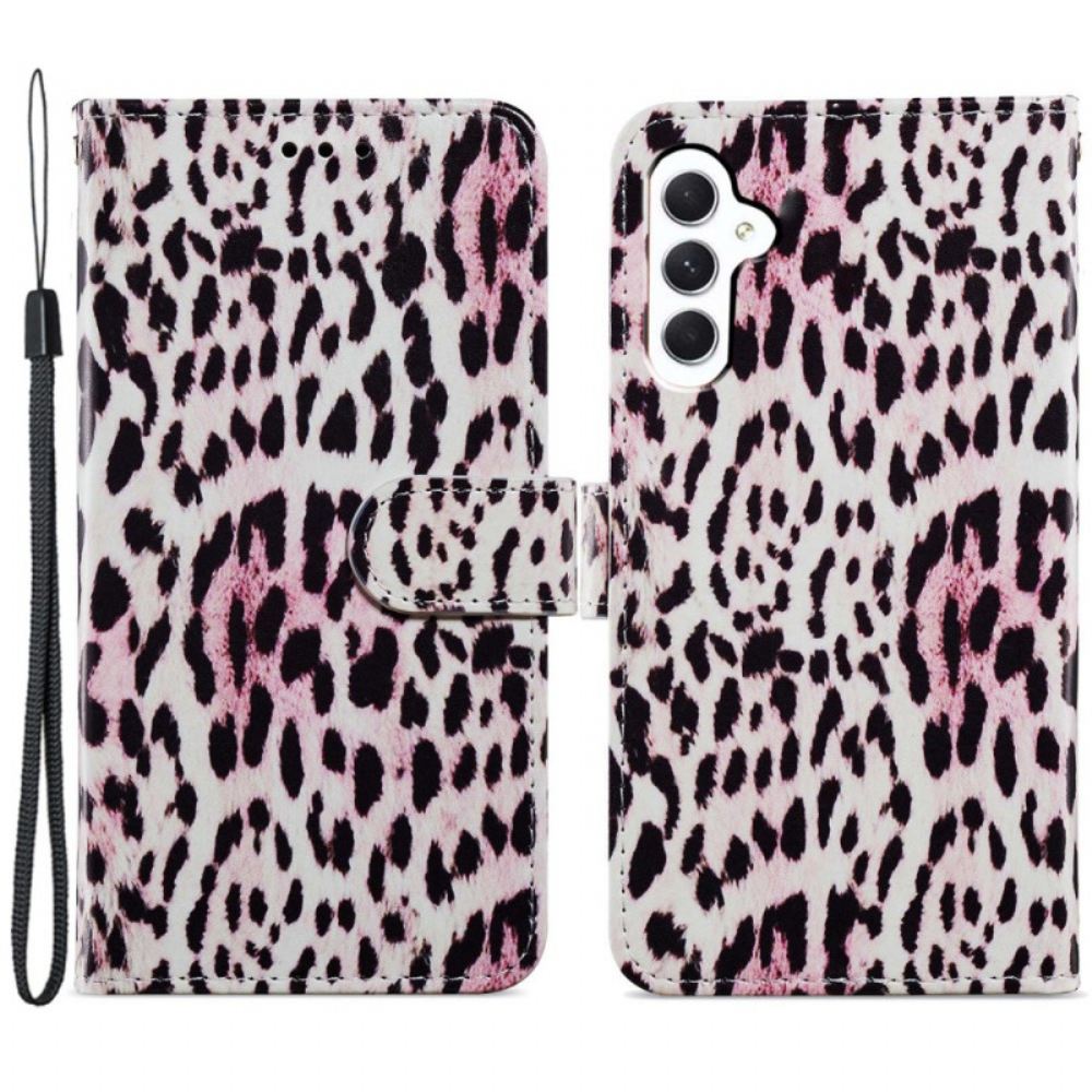 Peněženková Pouzdra Samsung Galaxy A55 5g Leopard Print Strappy