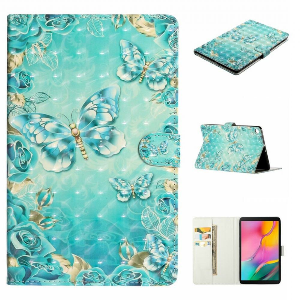 Flipové Pouzdro Na Samsung Galaxy Tab A 10.1 (2019) Bodová Světla Motýlů