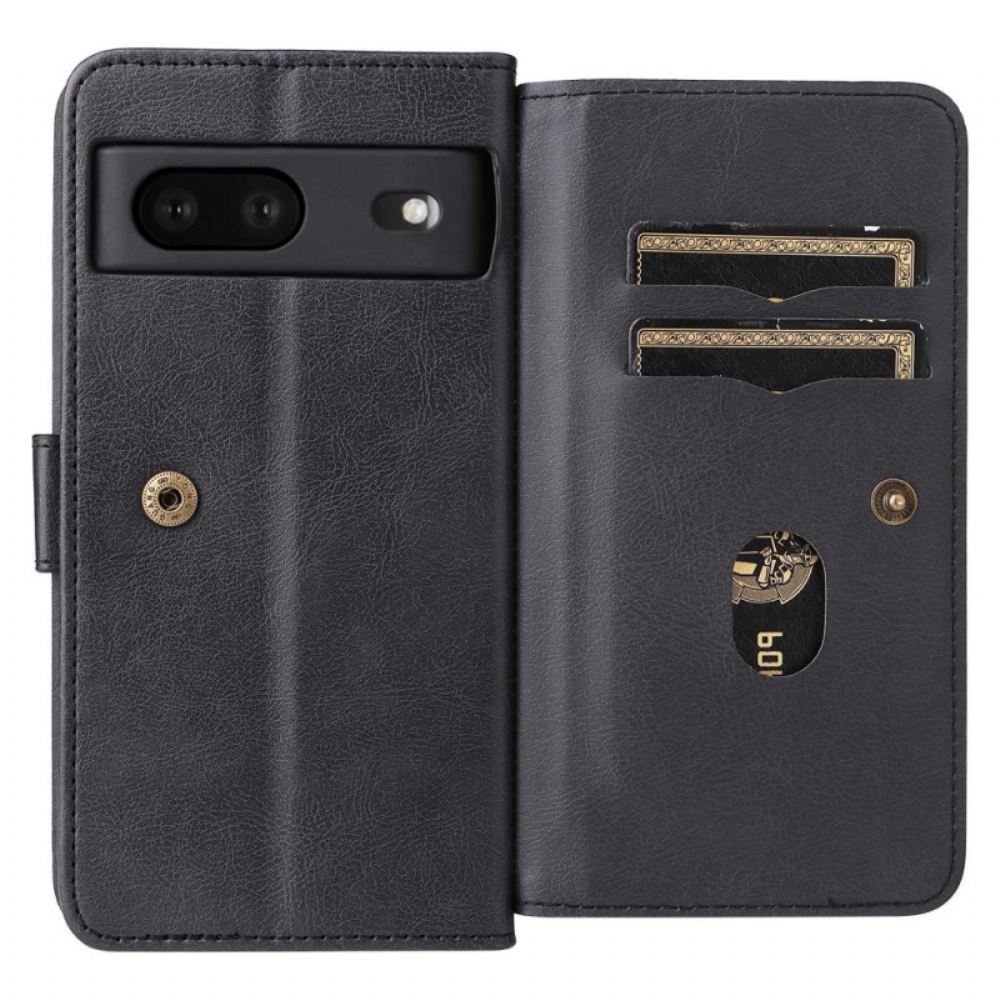 Kožené Pouzdro Na Google Pixel 7 Multifunkční Držák Na 10 Karet