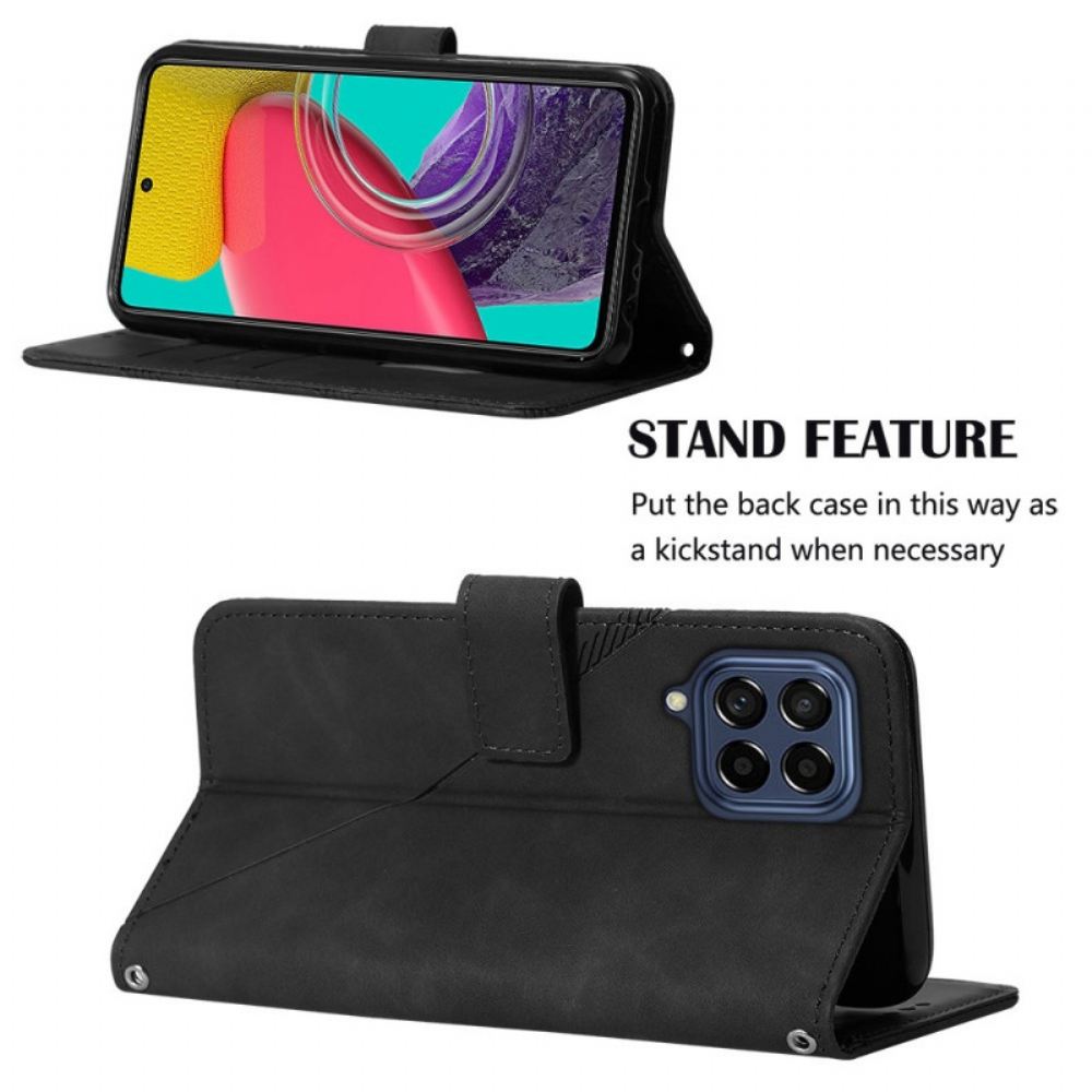 Kožené Pouzdro Na Samsung Galaxy M33 5G Na Lana Strappy Trojúhelníky