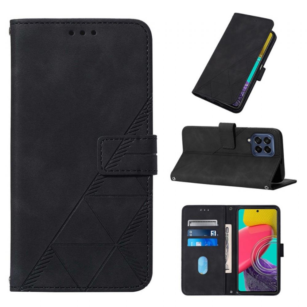 Kožené Pouzdro Na Samsung Galaxy M33 5G Na Lana Strappy Trojúhelníky