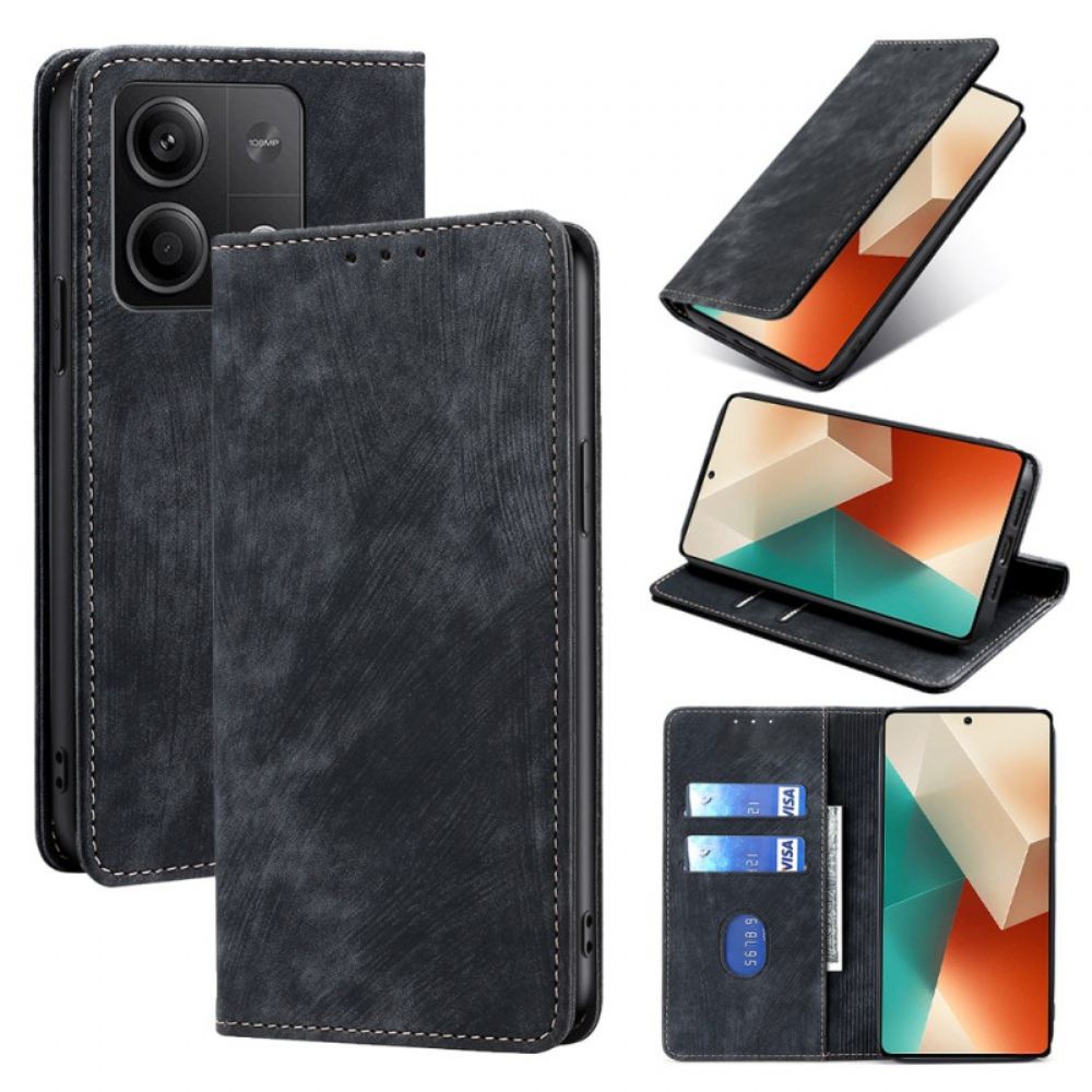 Kožené Pouzdro Folio Xiaomi Redmi Note 13 5g Semišový Efekt S Rfid Blokováním