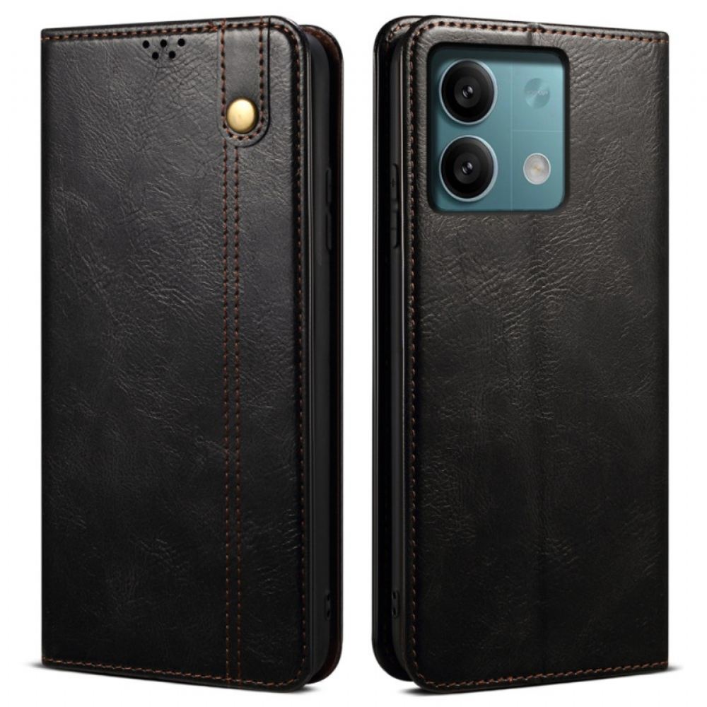 Kožené Pouzdro Folio Xiaomi Redmi Note 13 5g Voskovaná Imitace Kůže