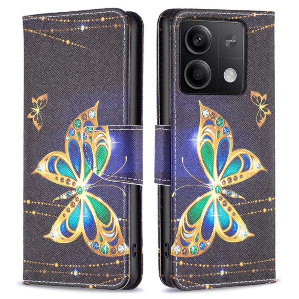 Kožený Kryt Na Xiaomi Redmi Note 13 5g Motýlí Šperky