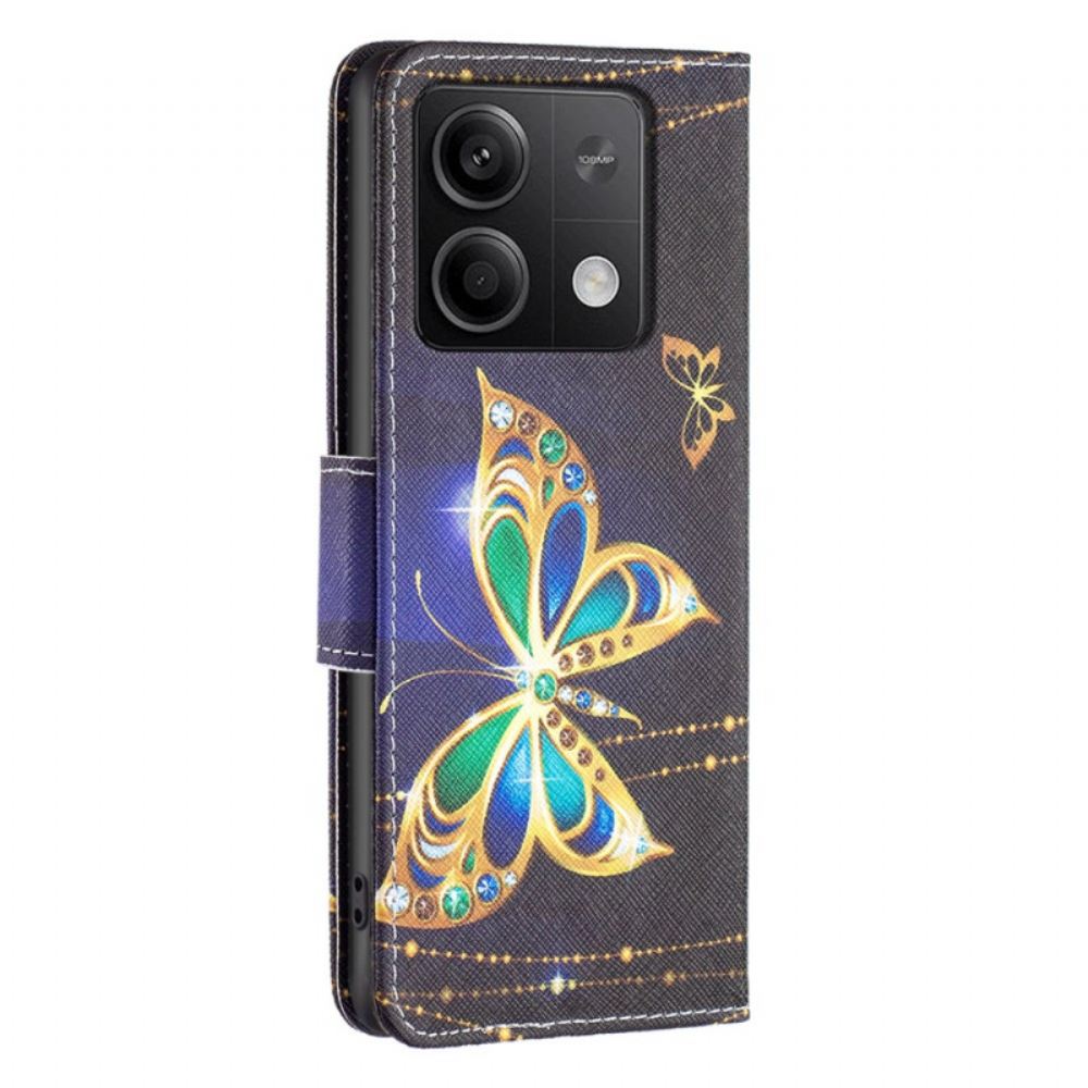 Kožený Kryt Na Xiaomi Redmi Note 13 5g Motýlí Šperky
