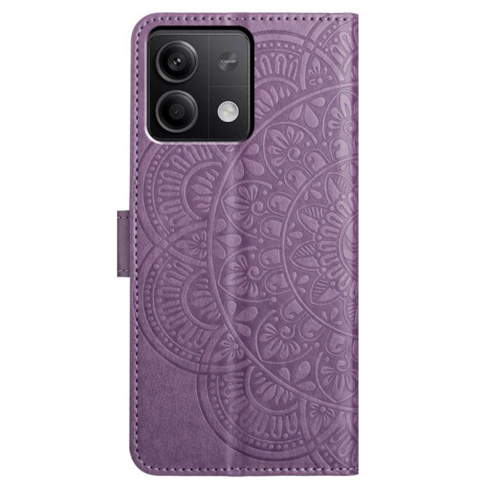 Kožený Kryt Na Xiaomi Redmi Note 13 5g Tisk Mandaly Pomocí Šňůrky