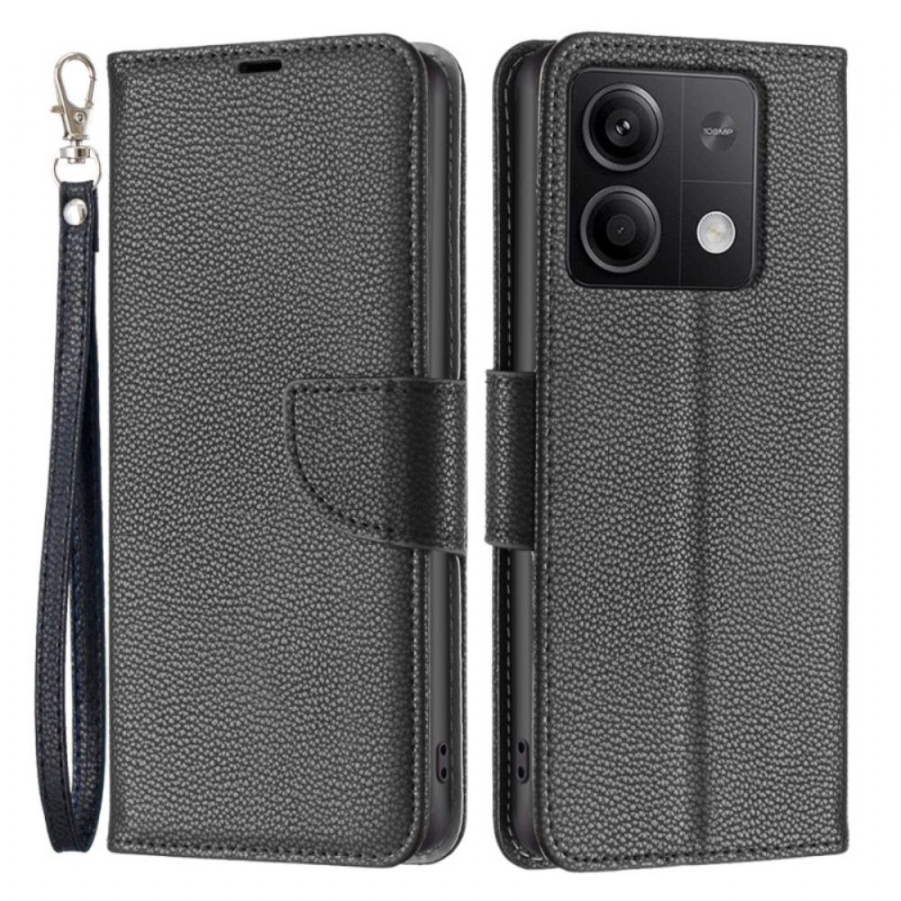 Kožený Kryt Na Xiaomi Redmi Note 13 5g Umělá Kůže Litchi S Řemínkem