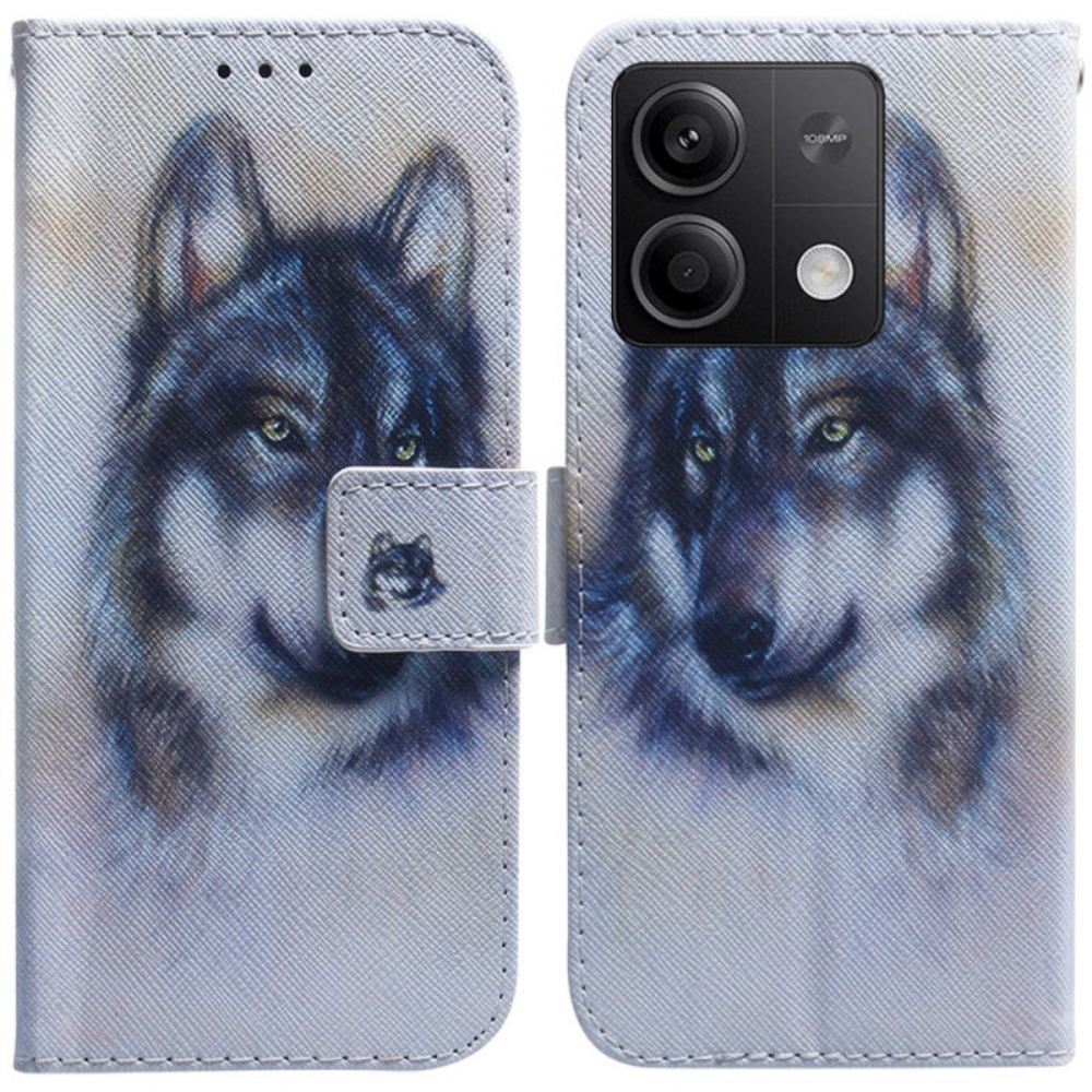 Kožený Kryt Xiaomi Redmi Note 13 5g Akvarelový Vlk