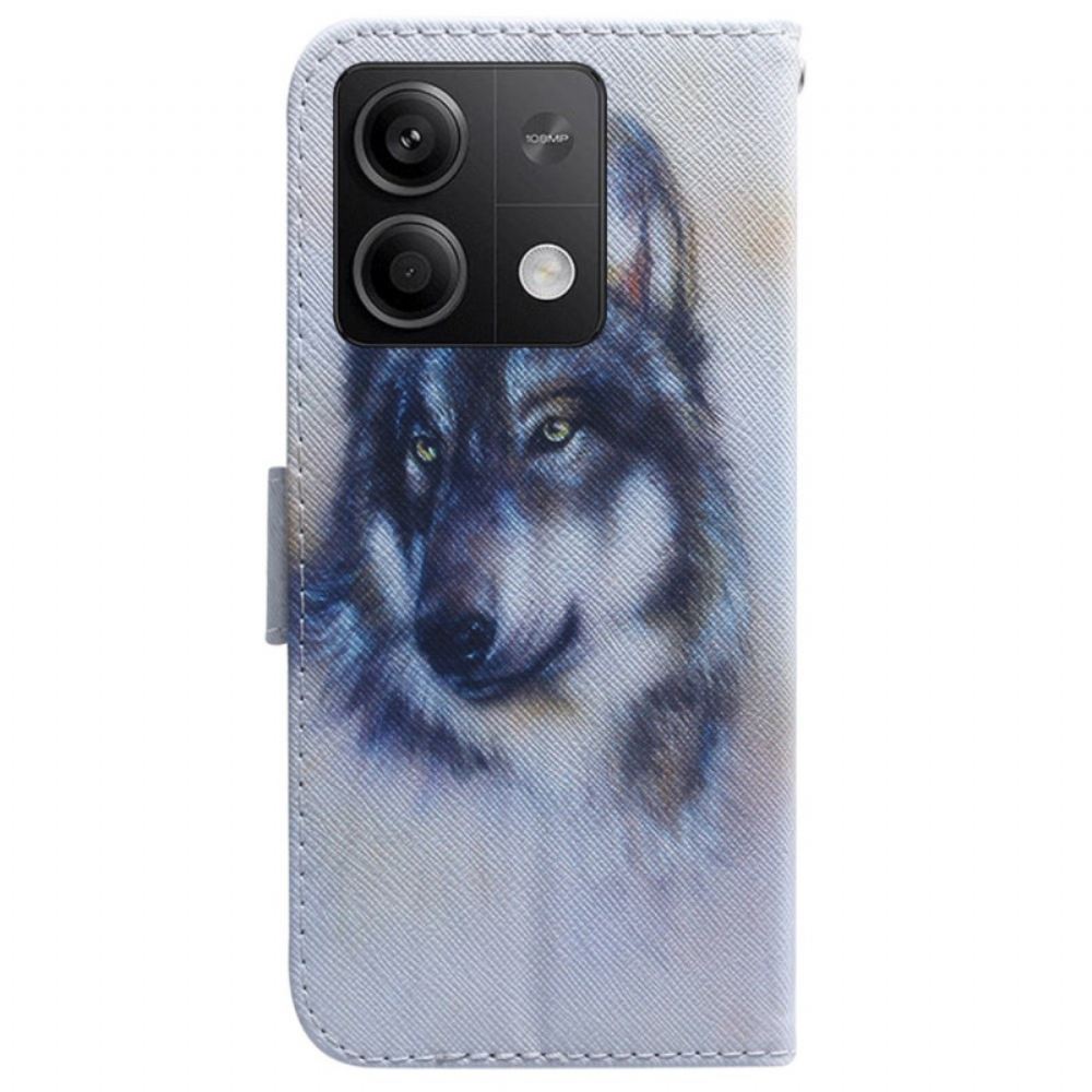 Kožený Kryt Xiaomi Redmi Note 13 5g Akvarelový Vlk