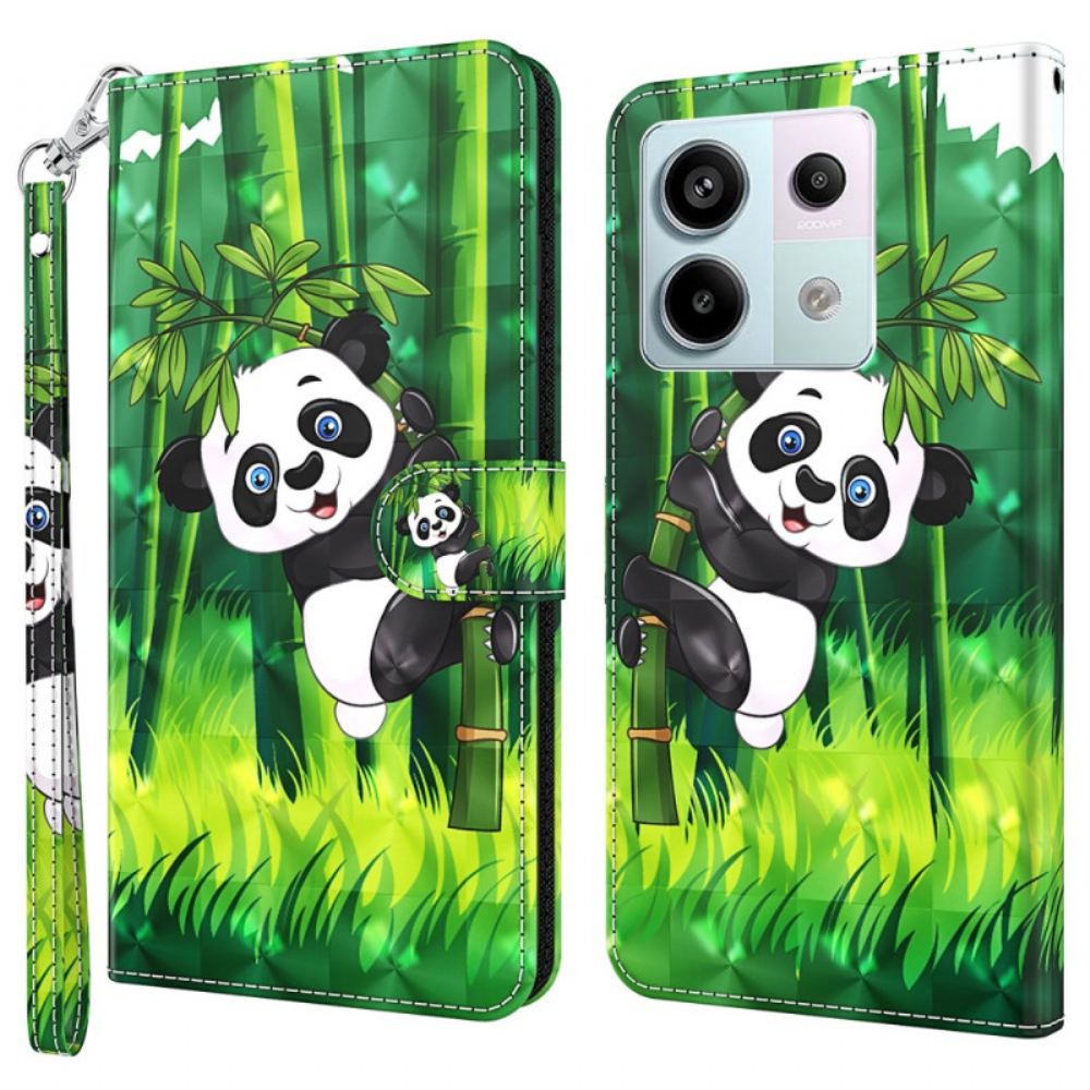 Kožený Kryt Xiaomi Redmi Note 13 5g Bambusová Panda S Popruhem