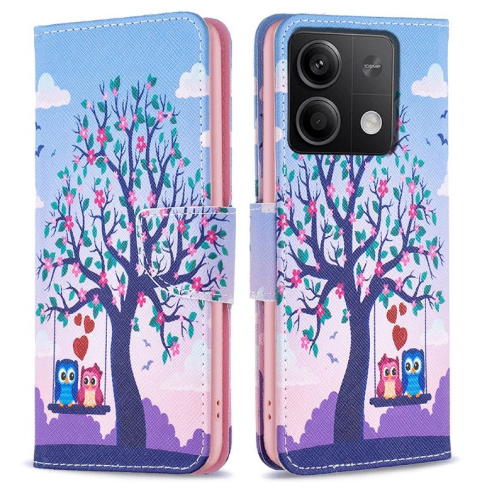 Kožený Kryt Xiaomi Redmi Note 13 5g Dvě Sovy Na Houpačce