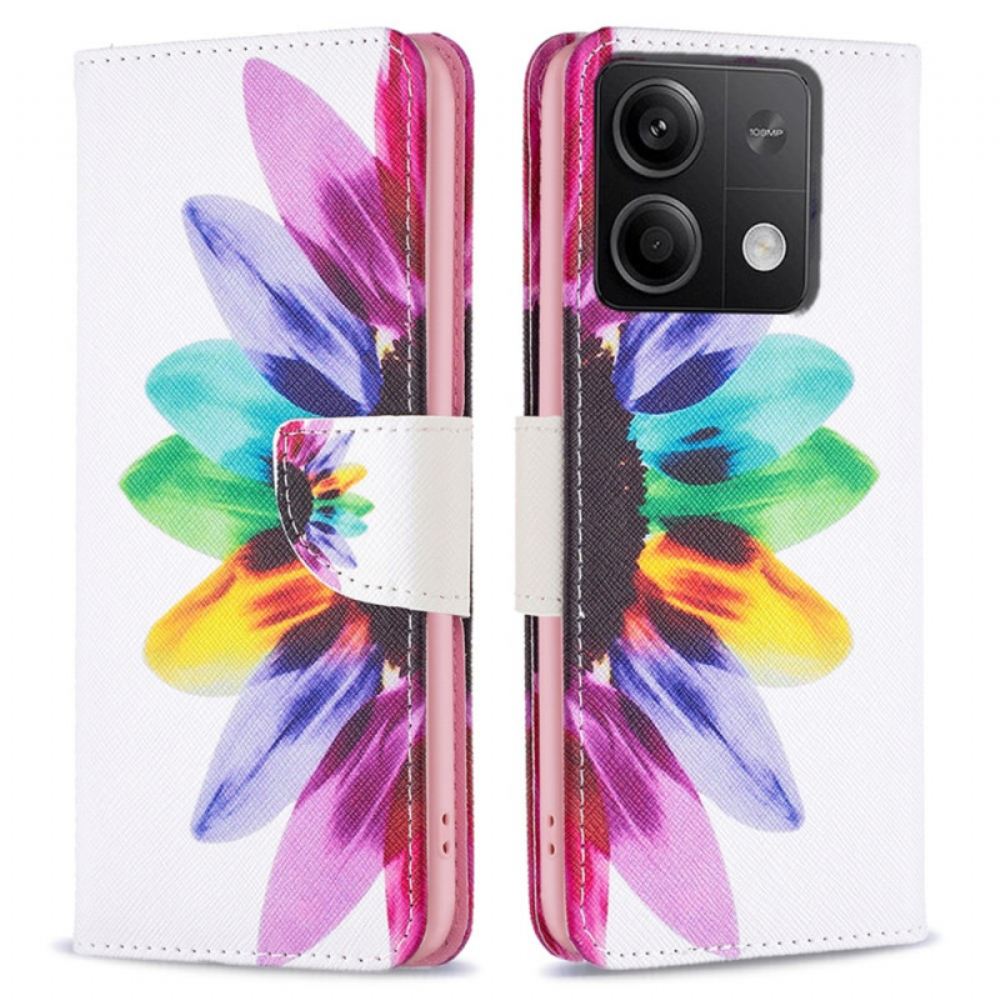 Kožený Kryt Xiaomi Redmi Note 13 5g Květina Akvarelu