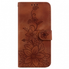 Kožený Kryt Xiaomi Redmi Note 13 5g Květinový Vzor S Páskem
