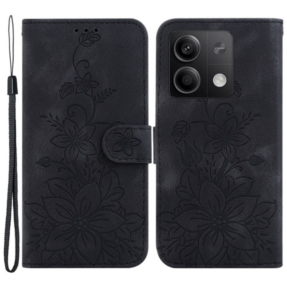 Kožený Kryt Xiaomi Redmi Note 13 5g Květinový Vzor S Páskem
