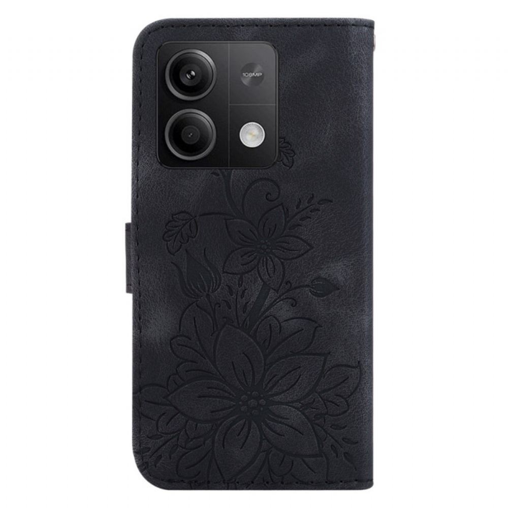 Kožený Kryt Xiaomi Redmi Note 13 5g Květinový Vzor S Páskem