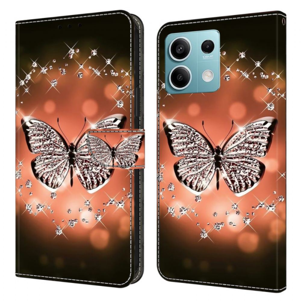 Kožený Kryt Xiaomi Redmi Note 13 5g Křišťálový Motýl