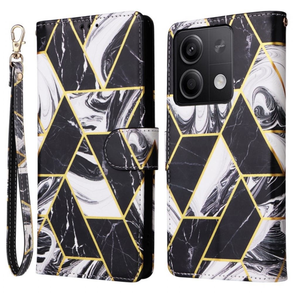 Kožený Kryt Xiaomi Redmi Note 13 5g Mramorový Efekt S Páskem