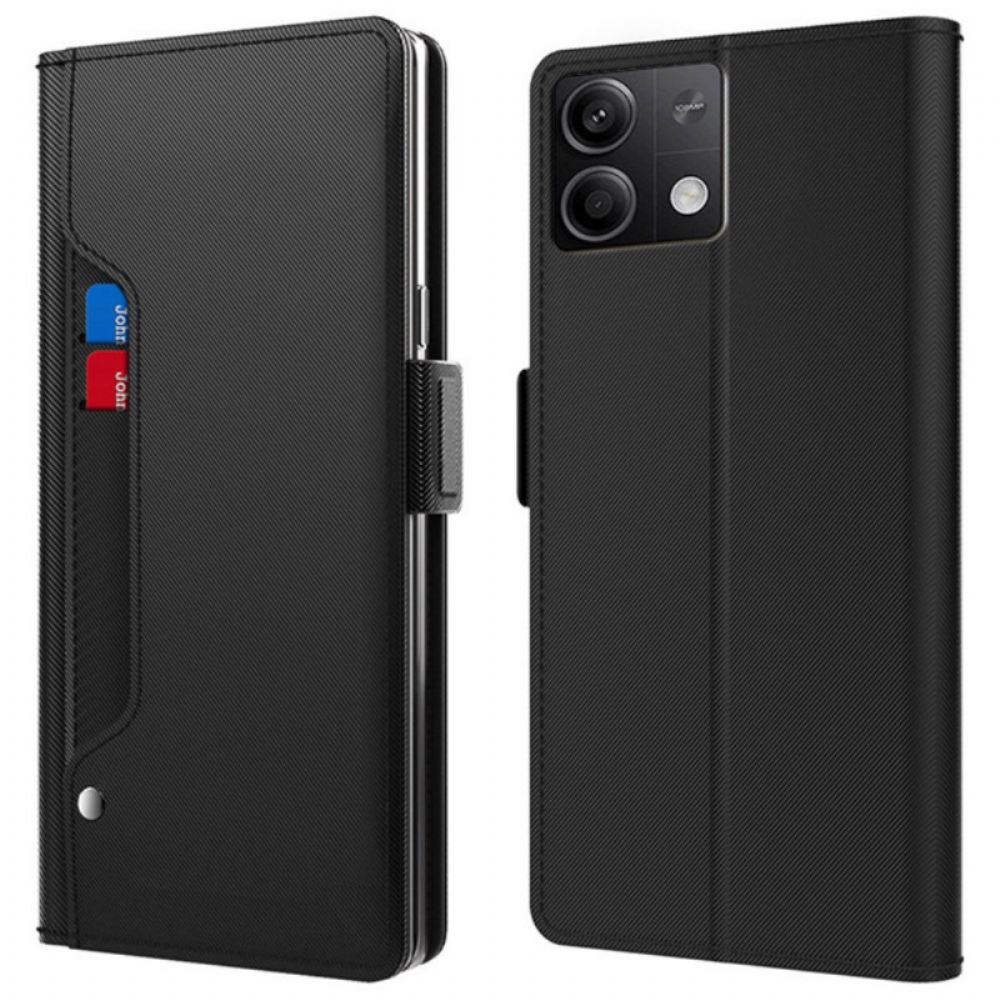 Kožený Kryt Xiaomi Redmi Note 13 5g Přední A Zrcadlový Držák Karty