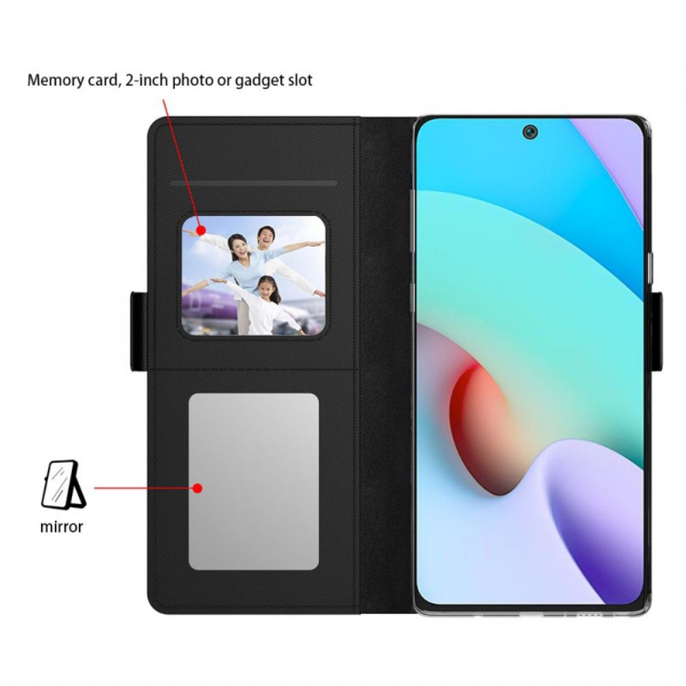 Kožený Kryt Xiaomi Redmi Note 13 5g Přední A Zrcadlový Držák Karty