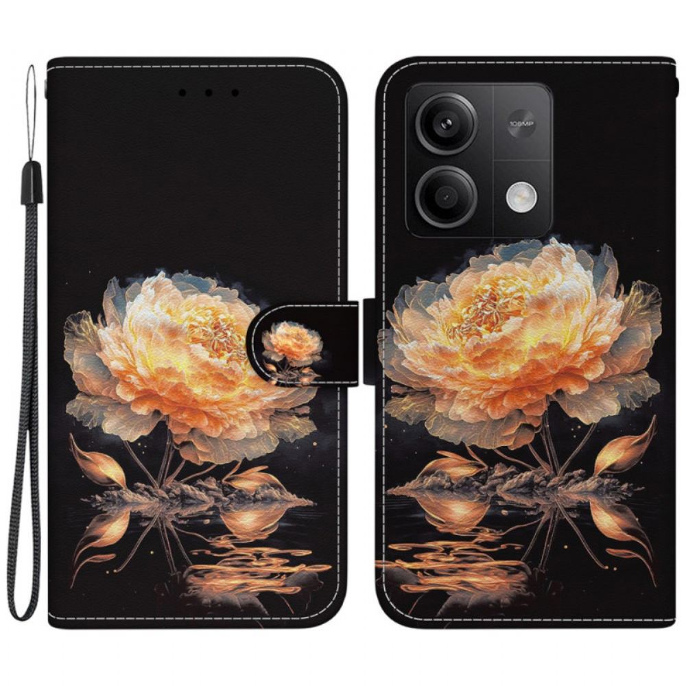 Kožený Kryt Xiaomi Redmi Note 13 5g Zlatá Pivoňka V Lnaière