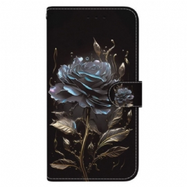 Kožený Kryt Xiaomi Redmi Note 13 5g Černá Růže S Popruhem