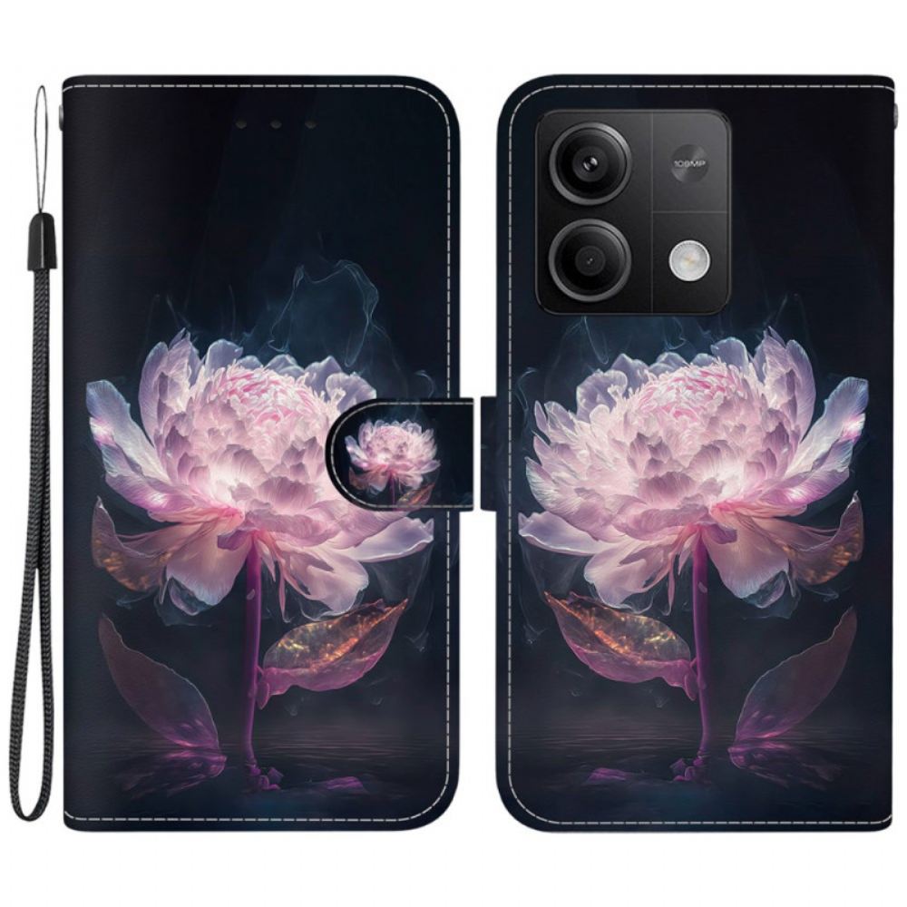 Peněženková Pouzdra Xiaomi Redmi Note 13 5g Fialová Pivoňka S Řemínkem