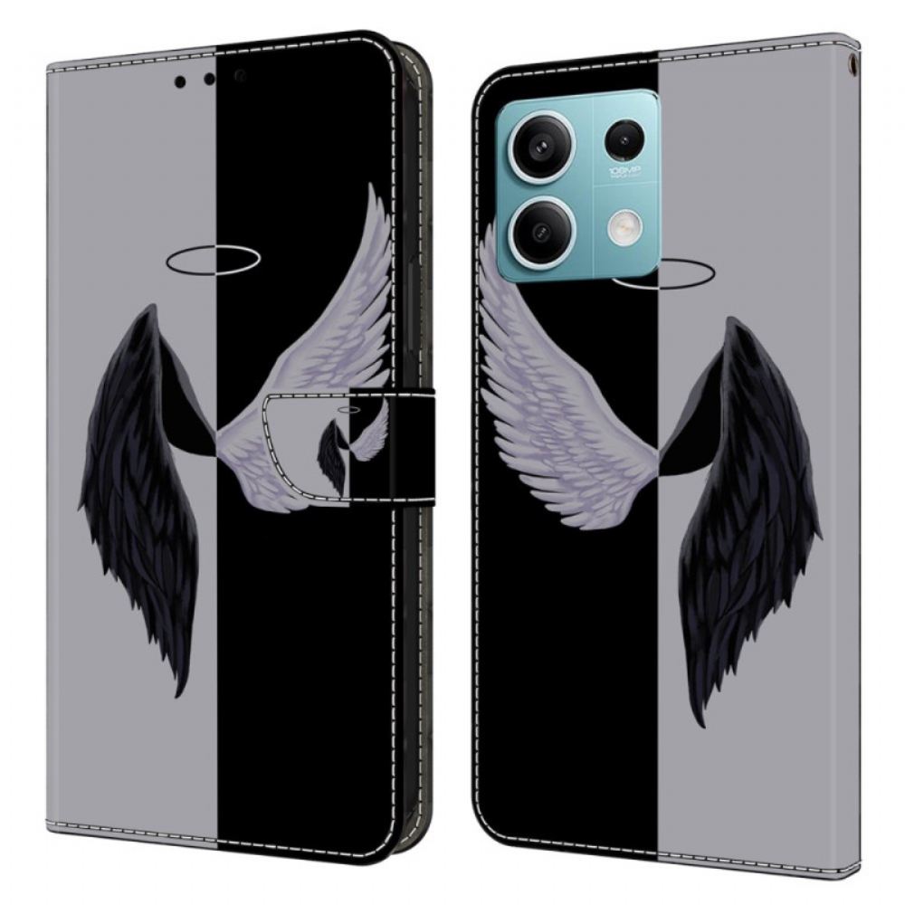 Peněženková Pouzdra Xiaomi Redmi Note 13 5g Kryty Na Mobil Černá A Šedá Křídla