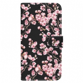 Peněženková Pouzdra Xiaomi Redmi Note 13 5g Švestkové Květy S Popruhem