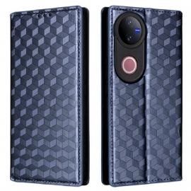 Kožené Pouzdro Vivo V50 5g Kryty Na Mobil S Potištěným Diamantovým Vzorem