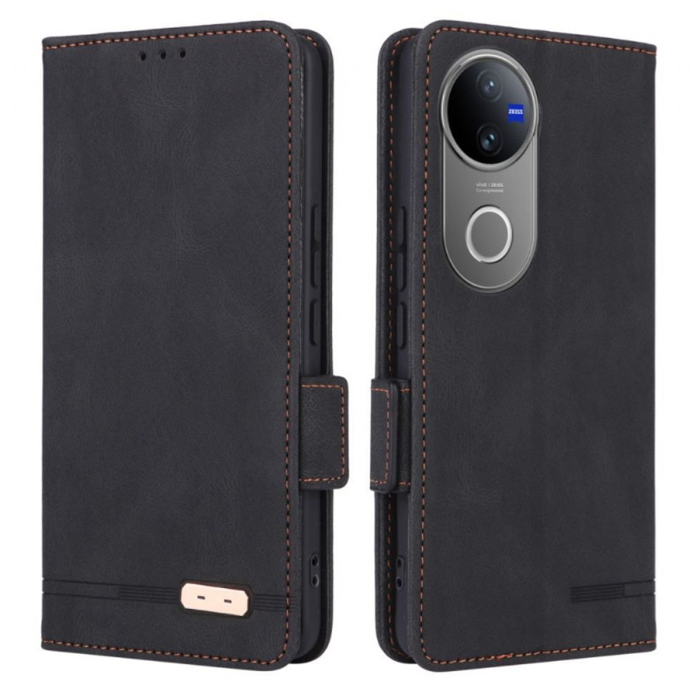 Kožený Kryt Vivo V50 5g Kovová Dekorace