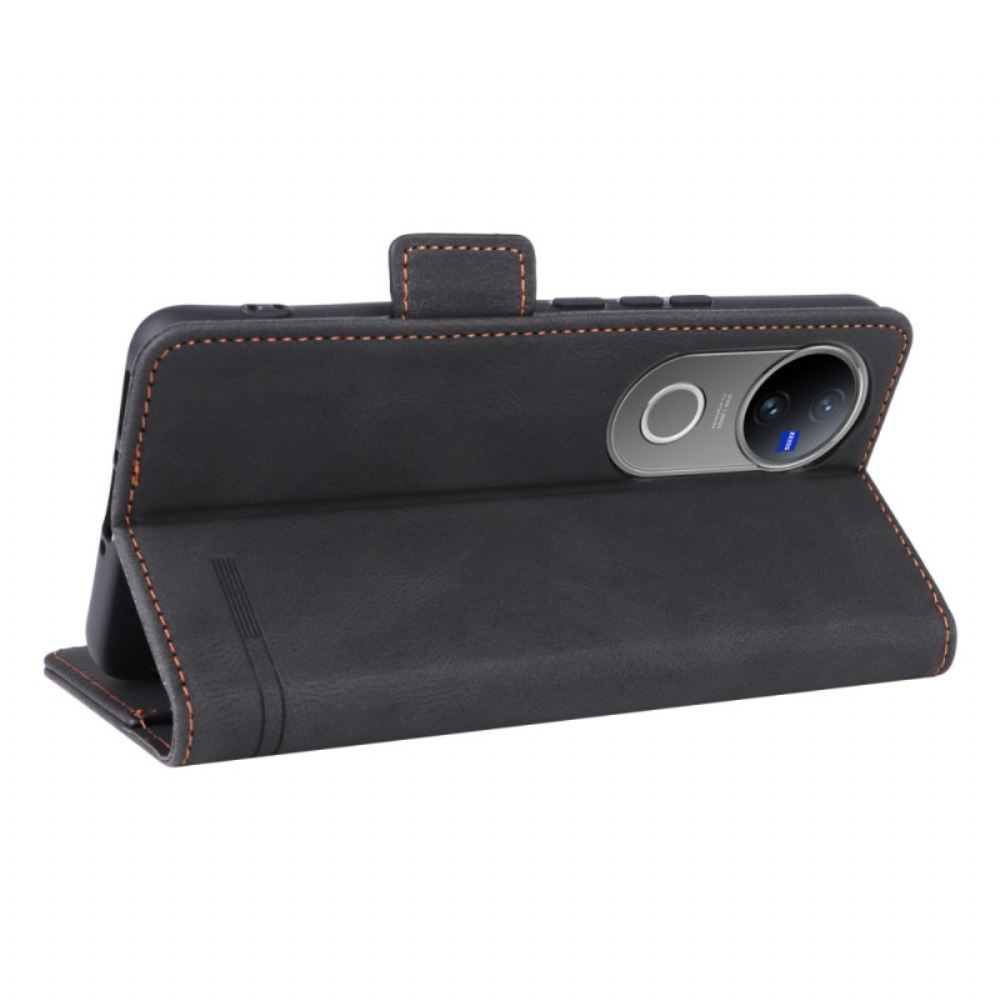 Kožený Kryt Vivo V50 5g Kovová Dekorace