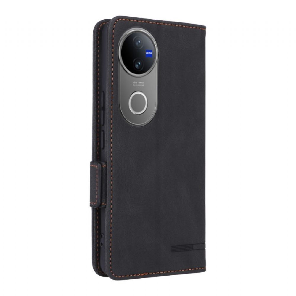 Kožený Kryt Vivo V50 5g Kovová Dekorace