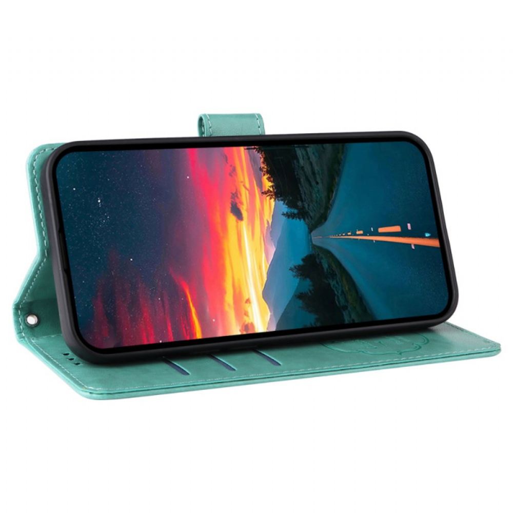 Kožený Kryt Vivo V50 5g Květinový Vzor Motýlů